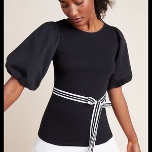 Maeve for Anthropologie Black Flutter Sleeve XS